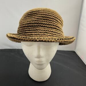VTG David & Young Chenille Bucket Hat Brown Black Striped Knit Cap